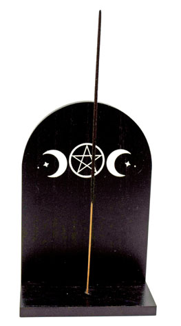 Wood Triple Moon Incense Burner